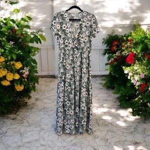 Women’s Floral Print V-Neck Maxi Dress